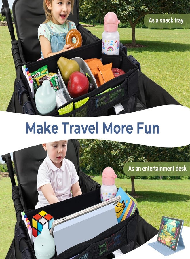 COOLBEBE Stroller Snack Tray for Wonderfold Wagon, Upgraded Foldable Kids Snacks & Activities with Drawing Tray, Universal Wonderfold Wagon W2 Accessories with Cup Holder & Mesh Pockets (W2 Series) - Image 3